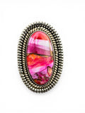 Kingman Pink Dahlia Turquoise Solid 925 Sterling Silver Ring 8