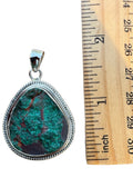 Rough Chrysocolla Solid 925 Sterling Silver Pendant