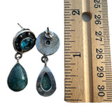 Chrysocolla & Blue Quartz Solid 925 Sterling Silver Earrings