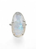 Faceted Rainbow Moonstone Solid 925 Sterling Silver Ring 8