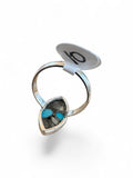 Kingman Turquoise with Pyrite Solid 925 Sterling Silver Ring 10