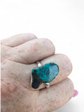 Number 8 Turquoise Solid 925 Sterling Silver Ring 9