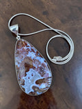 Crazy Lace Agate Solid 925 Sterling Silver Pendant w 16 inch chain necklace