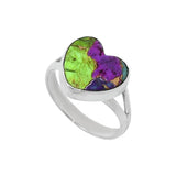HEART Green & Purple Turquoise Solid 925 Sterling Silver Ring 9