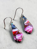 Kingman Pink Dahlia Turquoise Solid 925 Sterling Silver Earrings