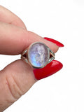 Rainbow Moonstone Solid 925 Sterling Silver Ring 7