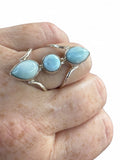 Caribbean Larimar Solid 925 Sterling Silver Ring 7