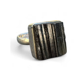 Raw Black Tourmaline Solid 925 Sterling Silver Ring 7