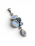 Rainbow Moonstone & Apatite Solid 925 Sterling Silver Pendant