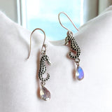 SEAHORSE Labradorite Solid 925 Sterling Silver Earrings
