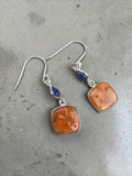 Sponge Coral & Blue Lapis Solid 925 Sterling Silver Earrings