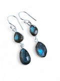 Faceted Labradorite Solid 925 Sterling Silver Earrings