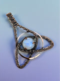 Rainbow Moonstone Copper Wrapped Pendant