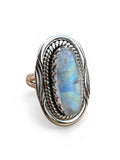 Rainbow Moonstone Solid 925 Sterling Silver Ring 7.5