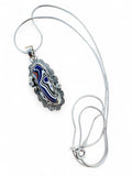 Fordite & Blue Topaz Solid 925 Sterling Silver Pendant with 20 in chain