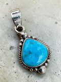 White Water Turquoise Solid 925 Sterling Silver Pendant