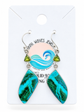 Chrysocolla Malachite & Peridot Solid 925 Sterling Silver Earrings