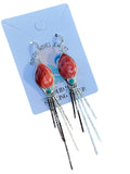 Spiny Oyster & Turquoise Solid 925 Sterling Silver Earrings