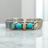 Turquoise & Ethiopian Opal Solid 925 Sterling Silver Cuff Bracelet