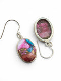 Kingman Pink Dahlia Turquoise Solid 925 Sterling Silver Earrings