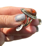 Mexican Fire Opal Solid 925 Sterling Silver Ring 9.5