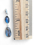 Double Labradorite faceted Solid 925 Sterling Silver Pendant