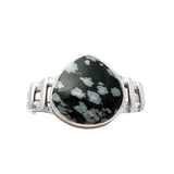 Snowflake Obsidian Solid 925 Sterling Silver Ring 7