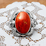 Red Moss Agate Solid 925 Sterling Silver Ring 8