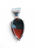 Bloodstone & Garnet Solid 925 Sterling Silver Pendant