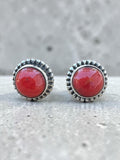 Italian Coral Solid 925 Sterling Silver Stud Earrings