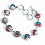 Kingman Cotton Candy Solid 925 Sterling Silver Bracelet