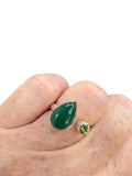 Green Onyx & Peridot Solid 925 Sterling Silver Ring 6