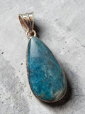Blue Apatite Silver Overlay Pendant