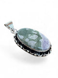 Peace Jade Silver Overlay Pendant