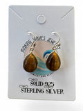 Tiger Eye Solid 925 Sterling Silver Earrings