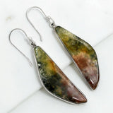 Moss Agate Solid 925 Sterling Silver Earrings
