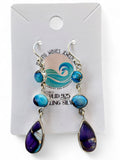 Kingman Purple & Blue Dahlia Solid 925 Sterling Silver Earrings