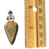 Unakite & Garnet Solid 925 Sterling Silver Pendant