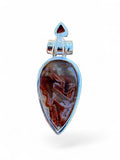 Tube Agate & Garnet Solid 925 Sterling Silver Pendant