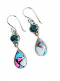Kingman Cotton Candy Turquoise & Blue Quartz Solid 925 Sterling Silver Earrings