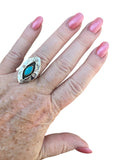 Kingman Turquoise Shadow Box Solid 925 Sterling Silver Ring 8