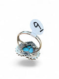 Heart Kingman Blue Ice Dahlia Solid 925 Sterling Silver Ring 9