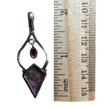 Tourmaline Quartz & Garnet Solid 925 Sterling Silver Pendant