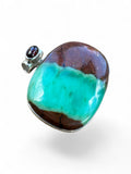 Chrysoprase & Garnet Solid 925 Sterling Silver Pendant