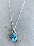Blue Topaz Solid 925 Sterling Silver Pendant Necklace 22”
