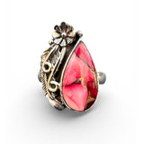 Kingman Red Rose Dahlia Solid 925 Sterling Silver Ring 9