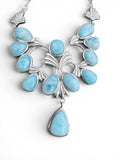 Luxury Caribbean Larimar Solid 925 Sterling Silver Necklace