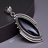 Black Onyx Marquise Solid 925 Sterling Silver Pendant