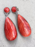 Spiny Oyster Solid 925 Sterling Silver Earrings