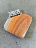 Orange Botswana Agate Silver Overlay Pendant